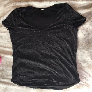 Lululemon Love tee V splatter dye black top sz 12
